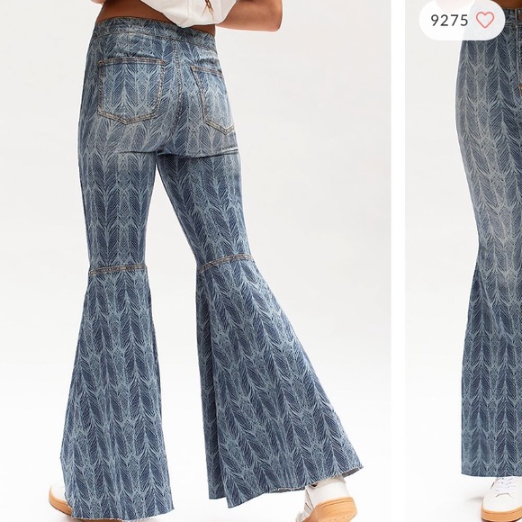 Free People Just Float On Printed Flare Jeans - Picture 5 of 8